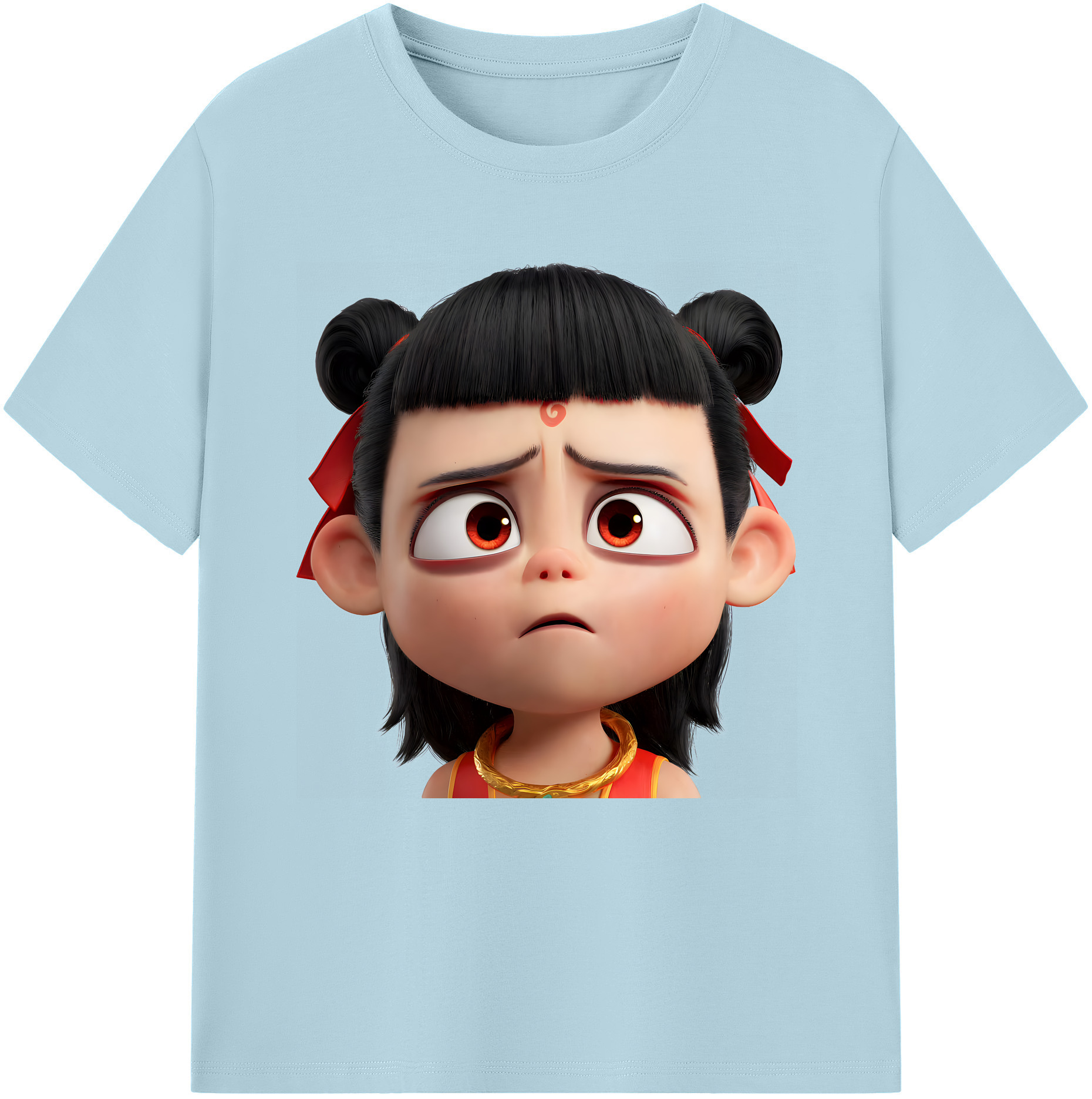 （画像用） Ne Zha 2 ナタ 魔童の大暴れ 綿100％半袖Tシャツ（フロントプリント）